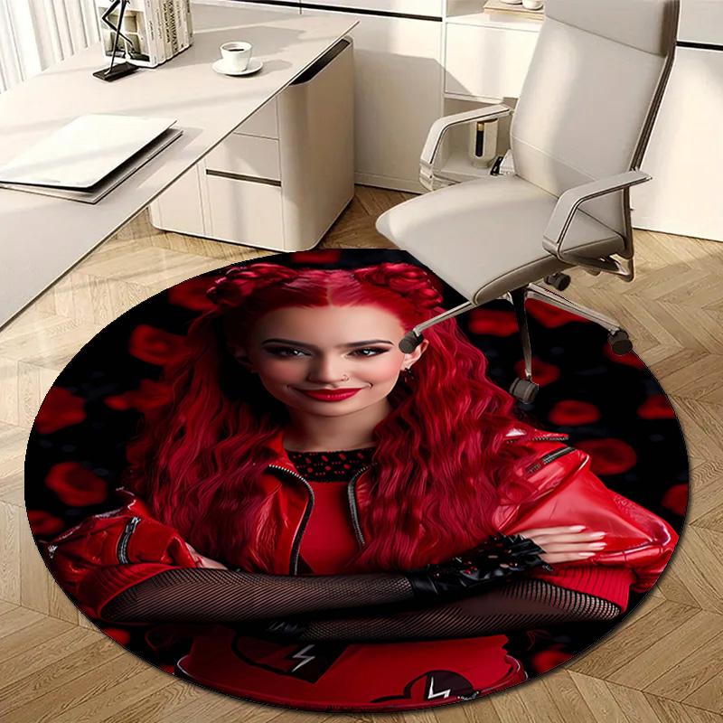 1pc Descendants The Rise of Red1 Design Printed Area Round Carpet for Bedroom Living Room Home Decor Rugs Mat Non Slip Mat Rug for Bedside