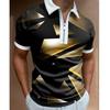 Trendy Short Sleeve Polo, Zipper, Geometric Print for Casual
