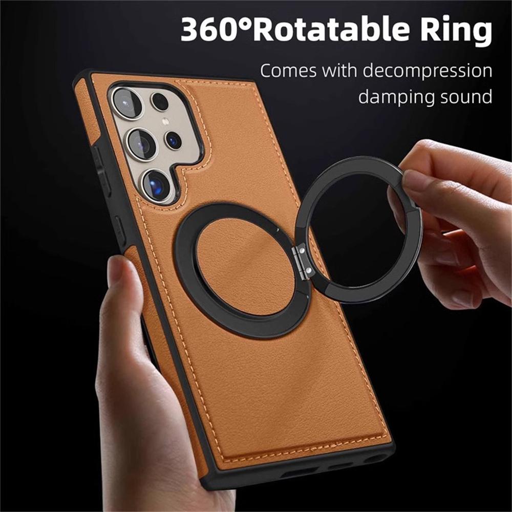 360° Rotation Stand Holder Leather Magnetic Case For Samsung Galaxy S26 S25 Ultra S24 S23 S22 Plus Wireless Charge Bumper Cover