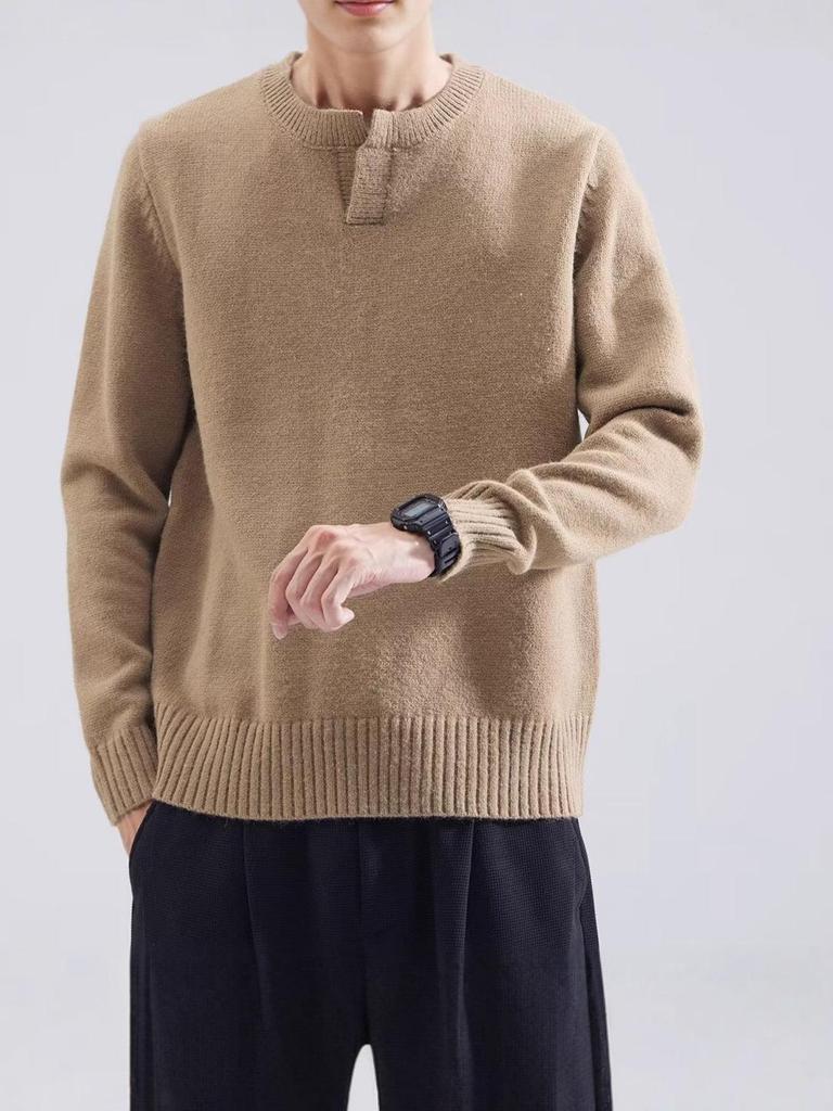 Autumn/Winter 2025 Men's Solid Color Round Neck Sweater - Soft, Youthful, Versatile Knitwear