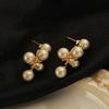 Vintage Pearl Stud Earrings Women Gold-Tone Copper Post Elegant Retro Minimalist Jewelry Winter 2025 Collection