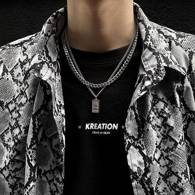 Herren Minimalistische Titanstahl Hip Hop Halskette - Trendige, vielseitige Sweatshirt- und Pulloverketten-Accessoires, langer europäischer und amerikanischer Stil