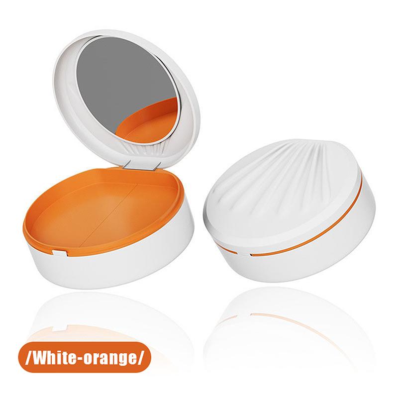 Orthodontic Retainer Double Layer Braces Storage Box Soaking Invisible Teeth Denture Cleaning Portable Belt With Mirror