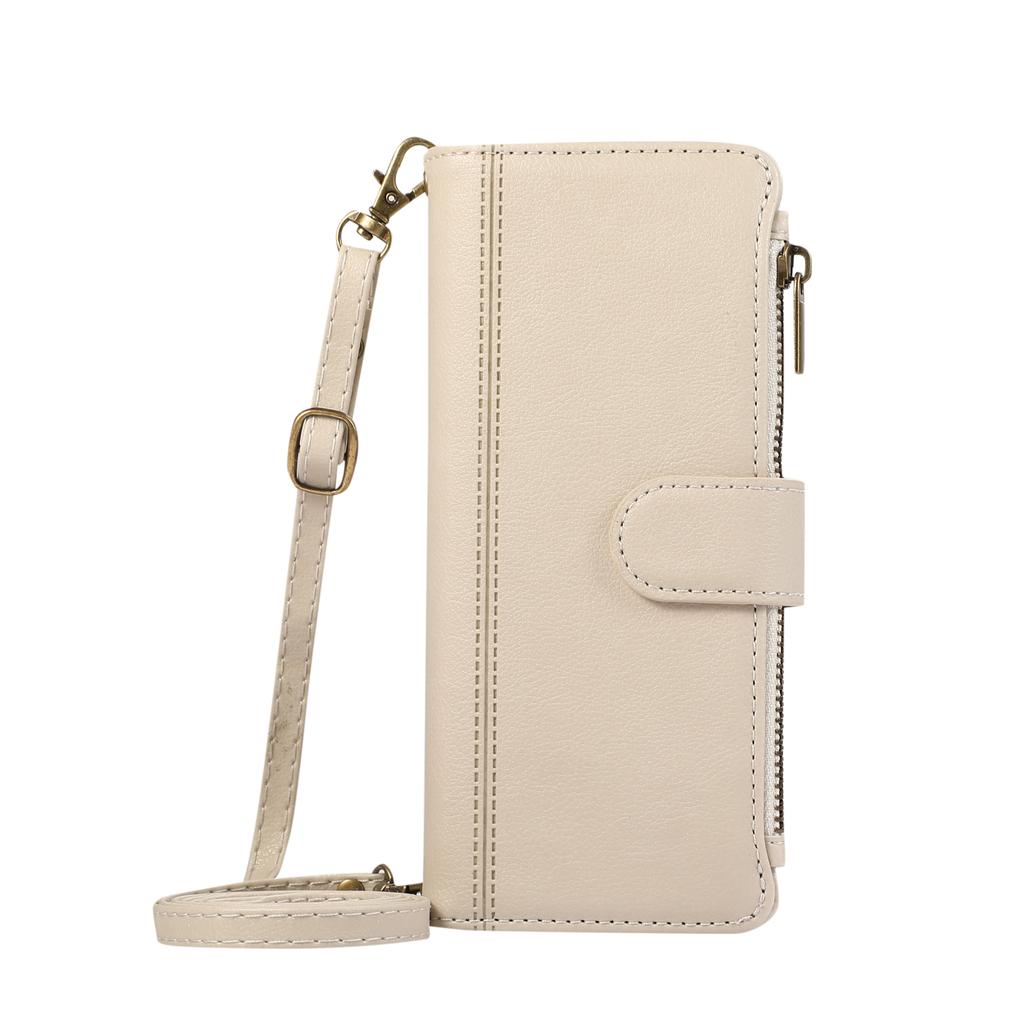 Zipper Cards Bag Wallet Leather Case For Samsung Galaxy Z Fold 7 6 5 4 3 5G Fold7 Fold6 Fold5 Long Lanyard Crossbody Stand Cover