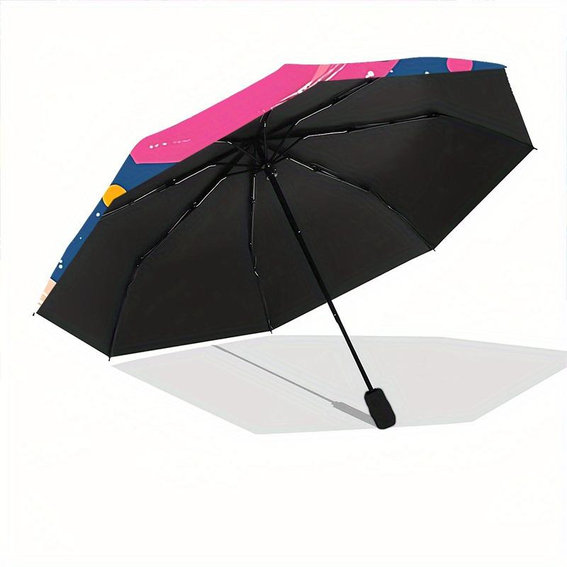 1pc Heart-patterned Automatic Folding Umbrella, Portable & Foldable Design with 8 Ribs, Casual Outdoor Accessory Halloween and Christmas gif