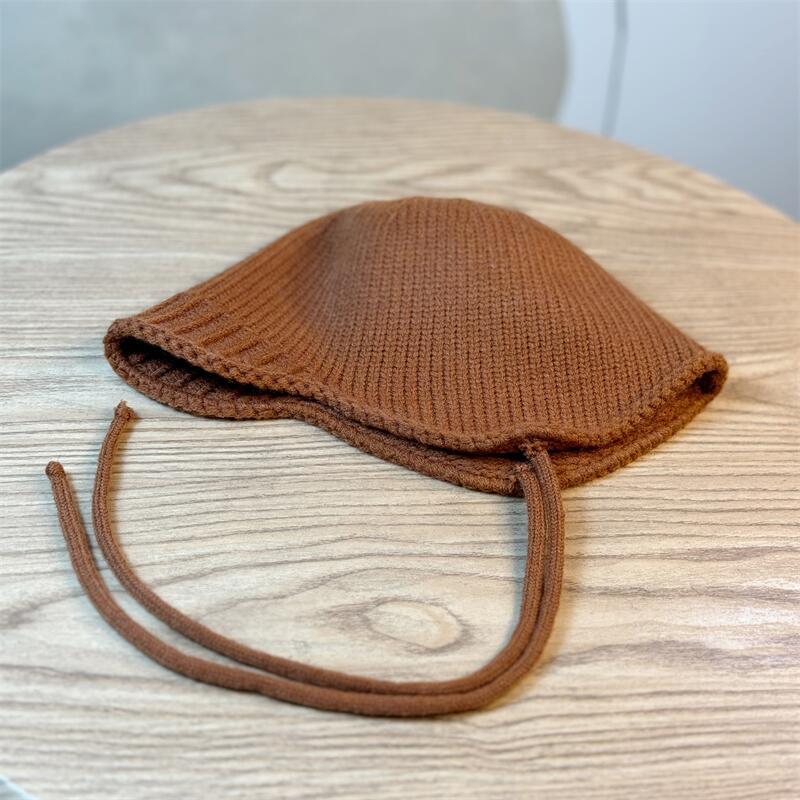 Autumn and Winter Warm Wool Hat Women's Ear Protector Knitted Pullover Hat Strap Fashion Hat