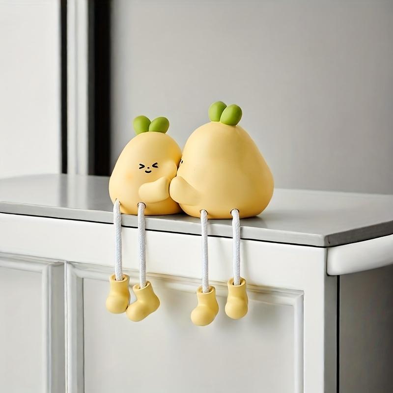 2pcs Cute Cartoon Resin Figurines with Hanging Legs, Decorative Collectible Statues, with Indoor Display for Various Room Types, Ideal Birthday Gift