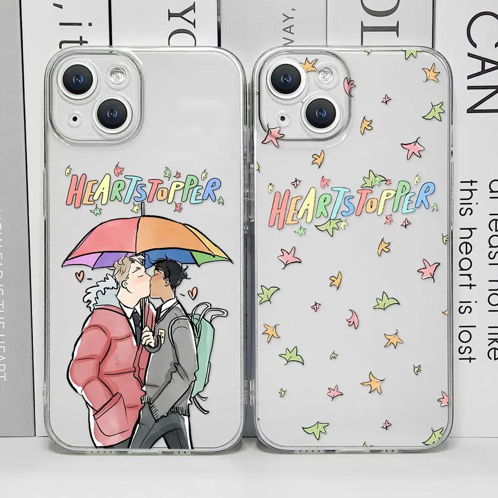 Heartstopper Handyhülle für IPhone 16 15 14 11 12 13 Pro Max XS SE2 7 8 15Plus Charlie Nick Transparentes Silikon Weiche Rückseite