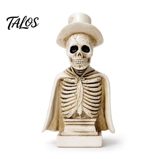 Atmospheric Night Light for Bar Gothic Halloween Skull Sculpture with Top Hat And Cape, Spooky Resin Statue Home Decor Skeleton Figurine LED Tabletop