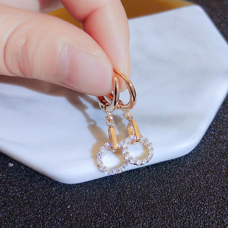 Vintage 14k Gold Color If Diamond Earring For Women Aros Mujer Oreja Orecchini Gemstone Join Party Engagement Diamond Earringss
