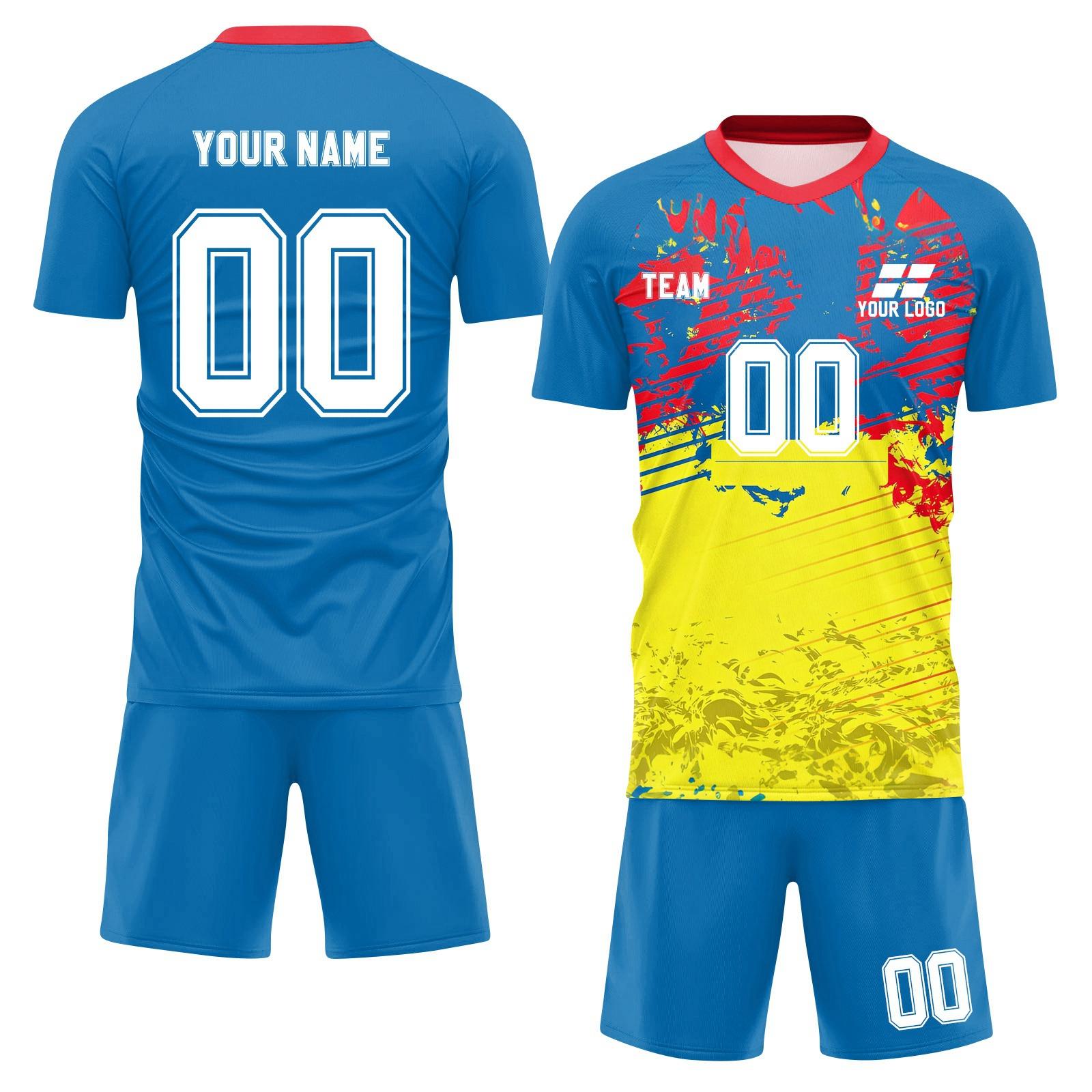 

Personalised Shirts Kit Mens Girls With Name Number Custom Football Jerseys For Boys Training Suit 16 синий
