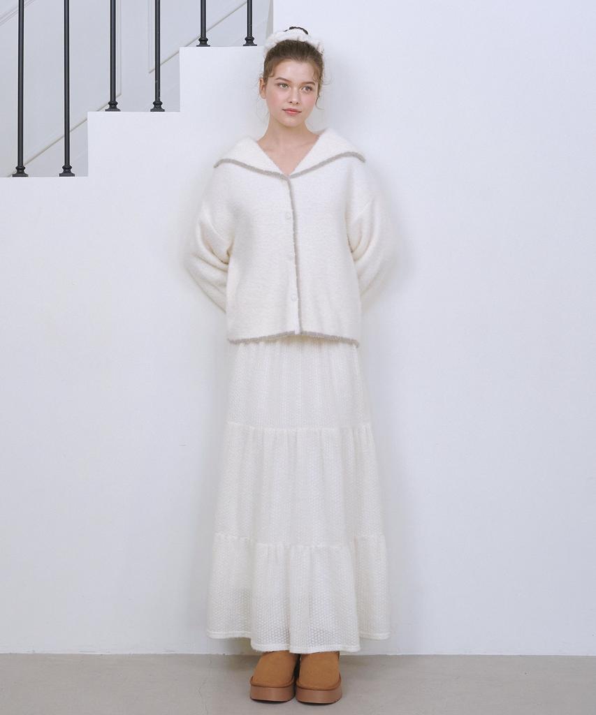 Micene Yuki Tiered Knit Long Skirt