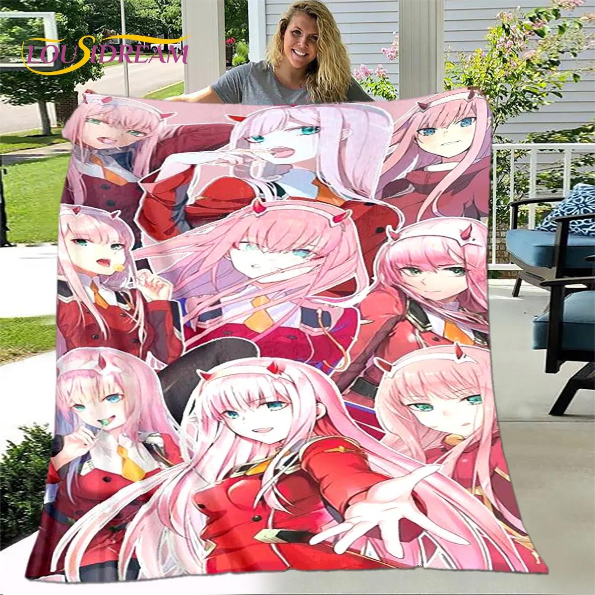 Zero Two DARLING In The FRANXX Soft Plush Blanket,Flannel Blanket Throw Blanket for Living Room Bedroom Bed Sofa Picnic Cover Size: 75*100cm, Weight: 230 GSM