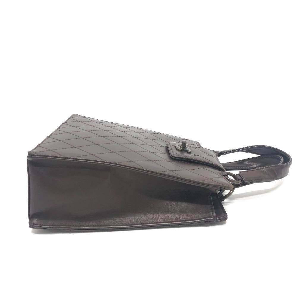 CHANEL Matelasse Turn lock Handbag Bag Backpack Hand Bag Calfskin Brown