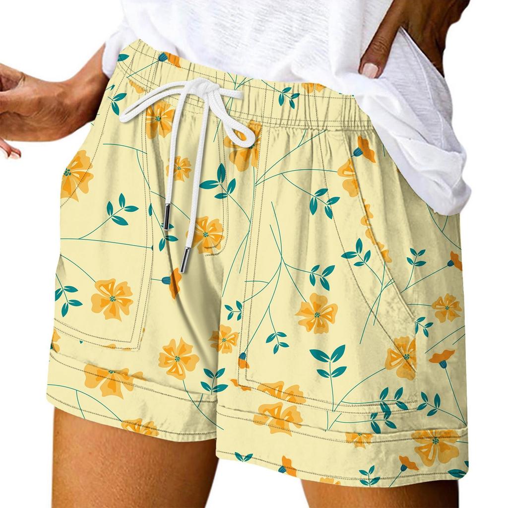 Damen Casual Sommer Elastische Strandshorts Print Casual Shorts