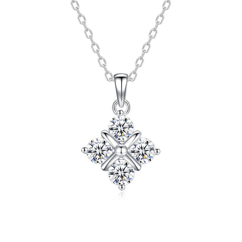 S925 Sterling Silver Moissanite Cross Pendant Clavicle Necklace for Women Luxury Sparkling Fine Jewelry Gift