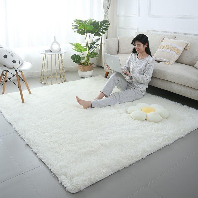 Großer Teppich Wohnzimmer Plüschteppich Schlafzimmer Boden Flauschige Matte Anti-Rutsch Heimdeko Teppiche Weiche Samtteppiche Kinderzimmer Decke