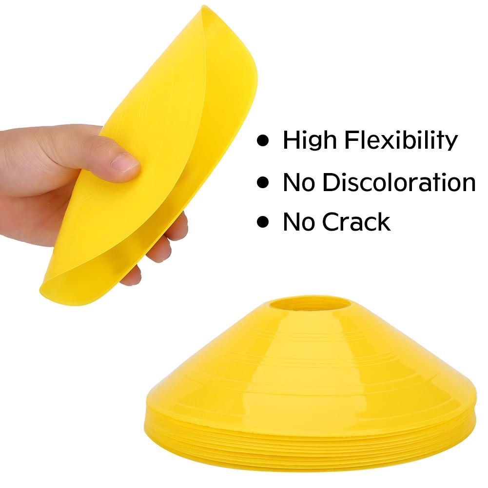 50Pcs Soccer Cones 7.5in Diameter 2in High Flexible PE Assorted Colors Round Base Disc Cones