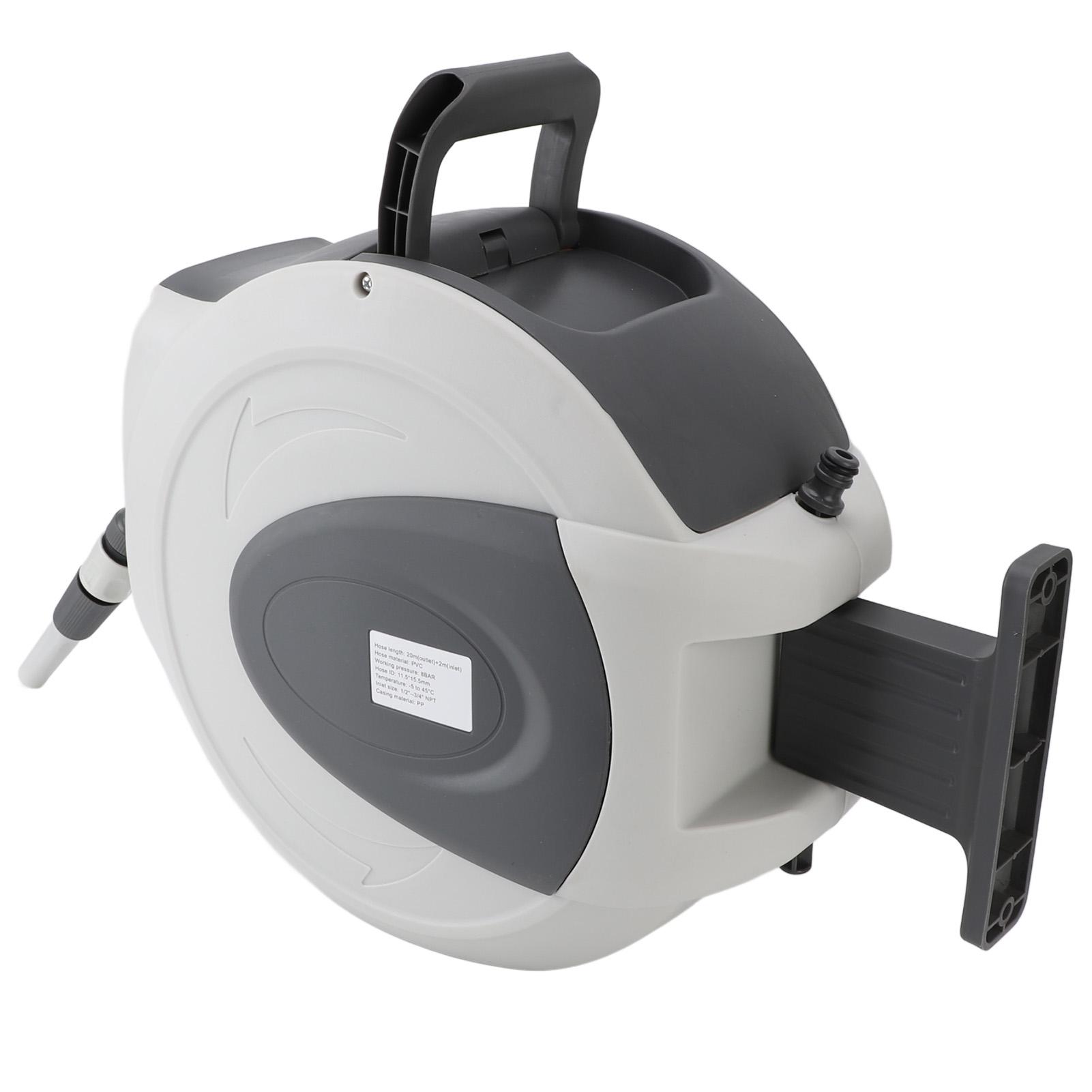 

Retractable Garden Hose Reel 65.6ft 1 2inch Hose Any Length Lock Auto Rewind Swivel Bracket Wall Mounted Hose Reel with