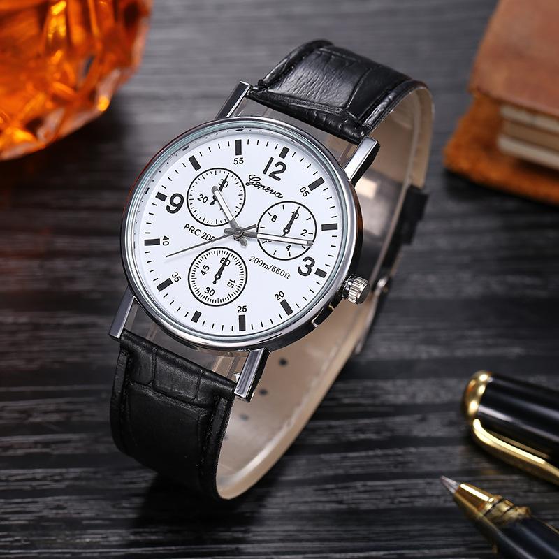 Stilvolle Herren-Quarzuhr mit leuchtenden Zeigern, Business-Uhr mit Lederarmband, perfektes Geschenk für Männer
