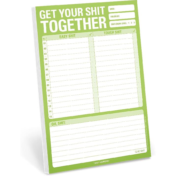 1-Count Knock Knock Get Your Shit Together Pad, To Do List Notepad & Daily Planner Pad, 6 x 9-inches (Green) 1-Count