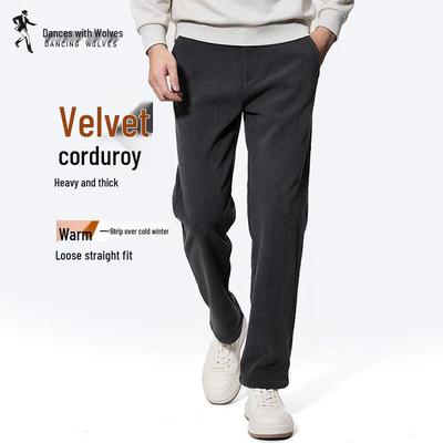 Men's Fleece-Lined Warm Corduroy Straight-Leg Casual Pants