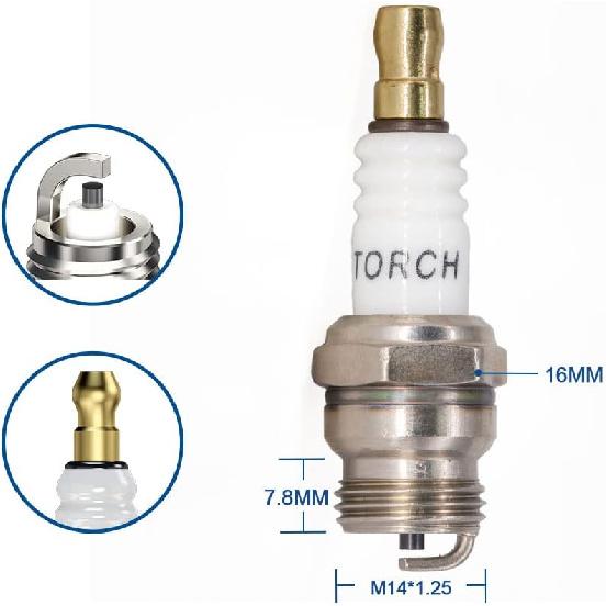 TORCH BM6F Spark Plug Replace for CHAMPION DJ8J DJ7J 847 850, for NGK BM6F, 794-00050, 794-00055A, for BOSCH HS8E HS6E, WAK145T3, for DENSO T20M-U,