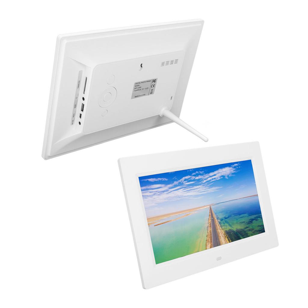 10 Inch Digital Photo Frame HD 1024x600 LED Electronic Photo Frame with Remote Control White 100‑240V US Plug