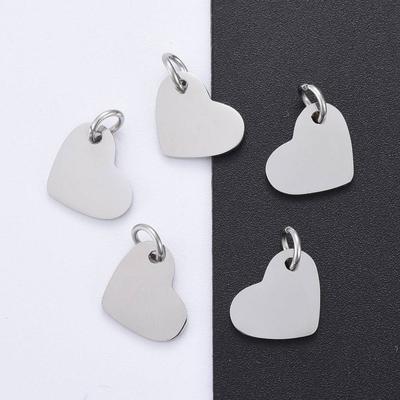 5pcs Tarnish Resistant 201 Stainless Steel Stamping Blank Tag Charms Mirror Polished Finish Heart Stainless Steel Color 10x12x1mm Hole: 3.5mm