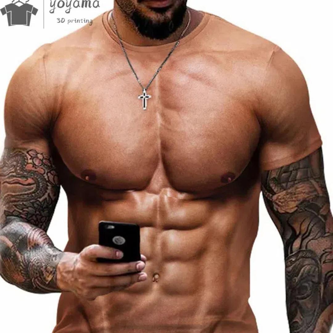 

Забавная футболка с принтом мышц на 3D-принте, спортивная одежда для мужчин, летняя уличная футболка, топы, модная футболка с коротким рукавом в стиле Харадзюку 4XL