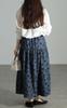 [Gold Japan] Plus Size Women's Skirt Bottoms Long Maxi Tiered Floral Flare Pocket Elastic Waist Spring Summer Autumn sw-0857 LL-3L Blue