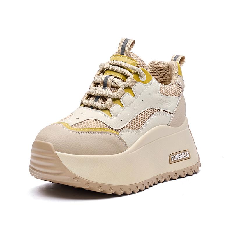 Daddy Shoes Girl 2025 Spring and Summer New Leather Muffin Platform Sole Casual Forrest Gump Shoes Versatile Sports Women's Shoes Tide