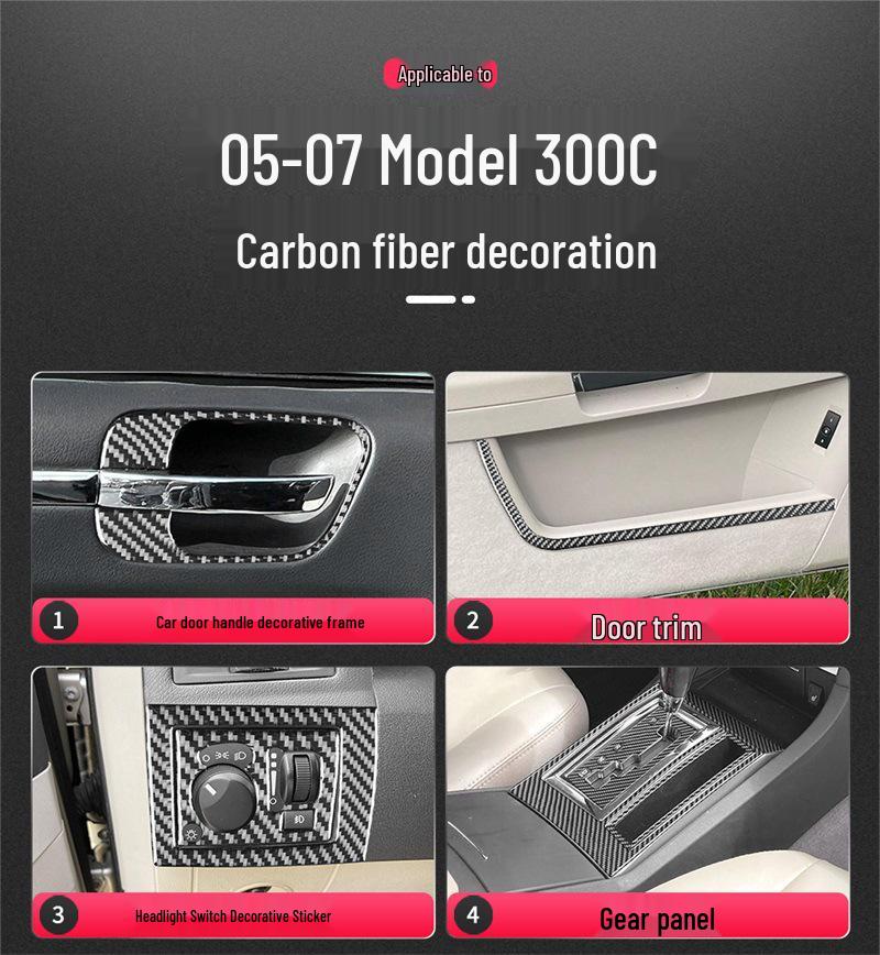 Samolepka na ozdobu středové konzole z uhlíkových vláken pro Chrysler 300C (2005-2007)