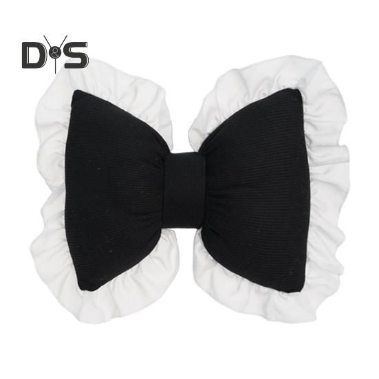 

Подушка в форме банта с кружевным декором и оборками, пушистый наполнитель из полипропиленового хлопка, праздничная подушка, добавляющая элегантности и романтики, подушка для кровати, дивана, сиденья автомобиля, украшение, подушка-компаньон чёрный