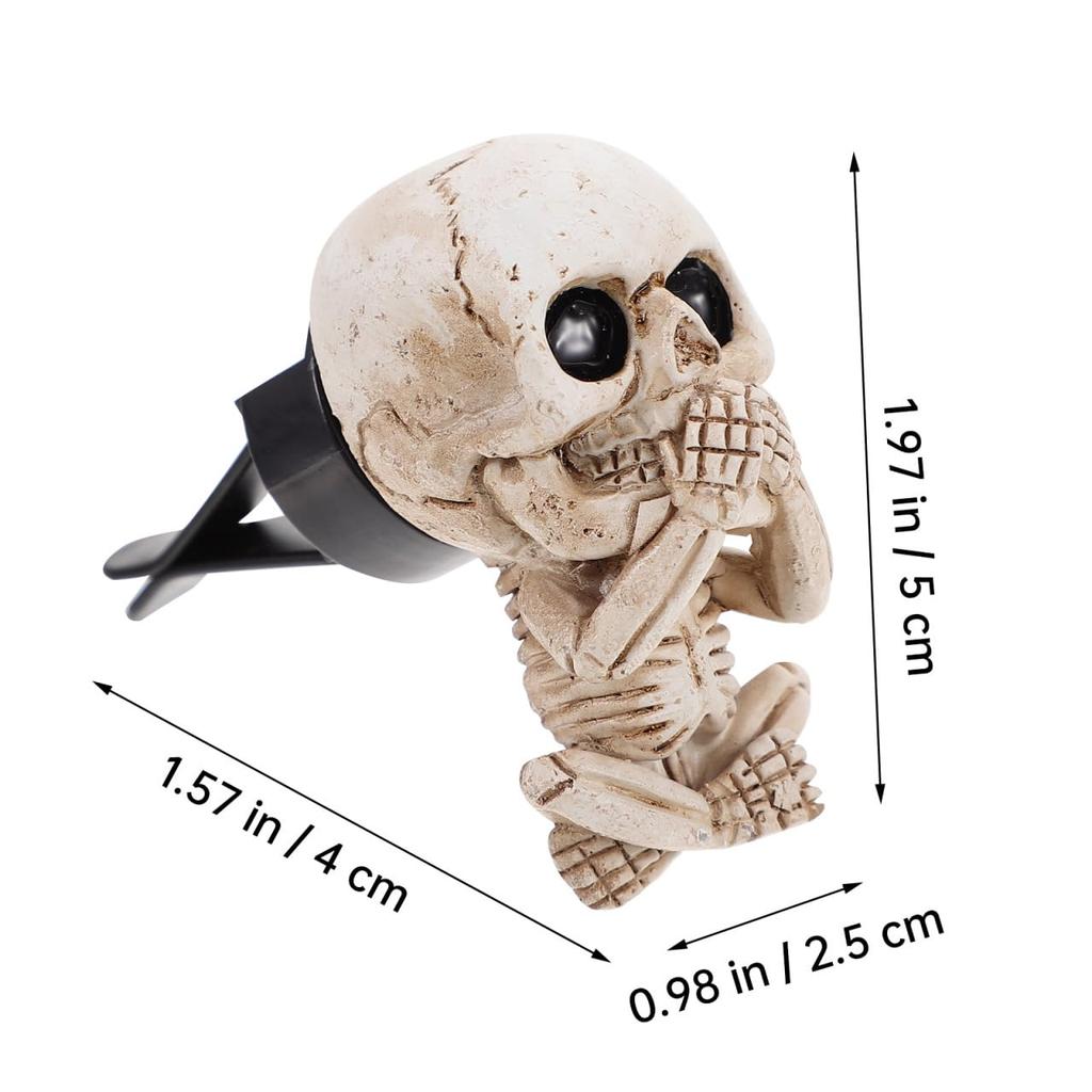 LIFKOME 3pcs Skull Ghost Head Ornaments Car Perfume Clip Car