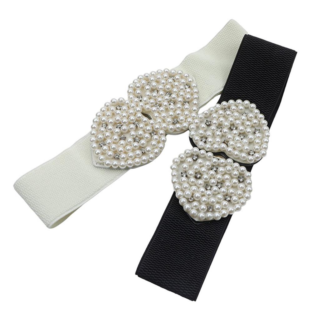 

French Waistband Love Shape Wide Belts Fashion Elastic Belt Women чорний
