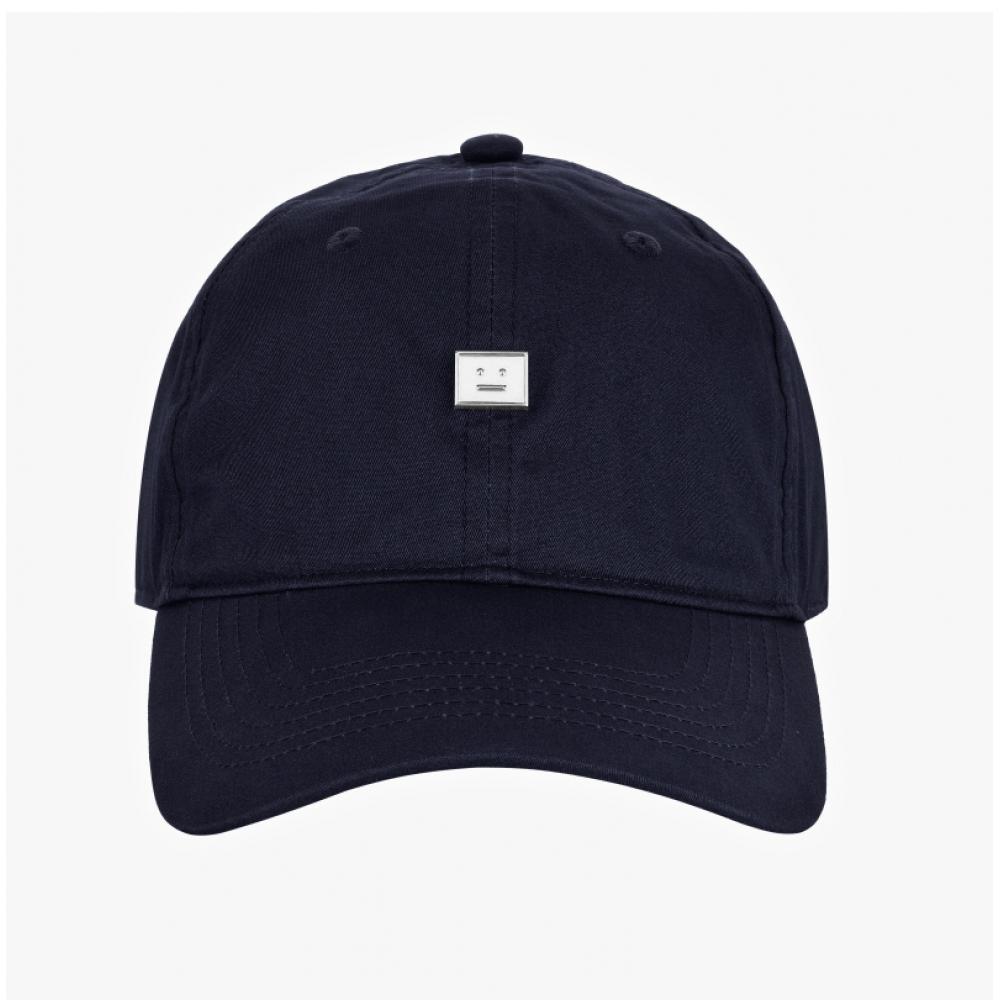 Acne Studio C40389 Navy Blue  885  Face Logo Metal Patch Ball Cap