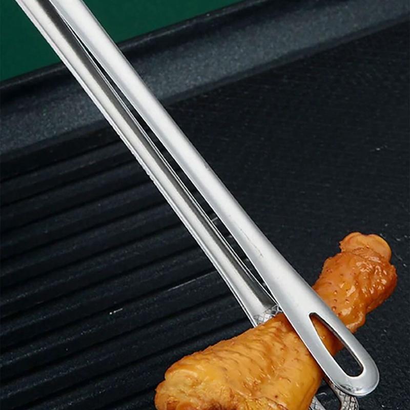 1pc Stainless Steel Food Tongs, Long Handle Non-Slip BBQ Tongs, Steak Tongs, Kitchen Cookware Accessory