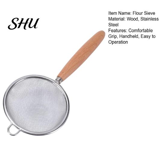 Manual Noodle Scoop Flour Sieve Anti-Slip Fine Mesh Comfortable Grip Stainless Steel Multi-function Strainer Heat Insulation Juice Filter Oil