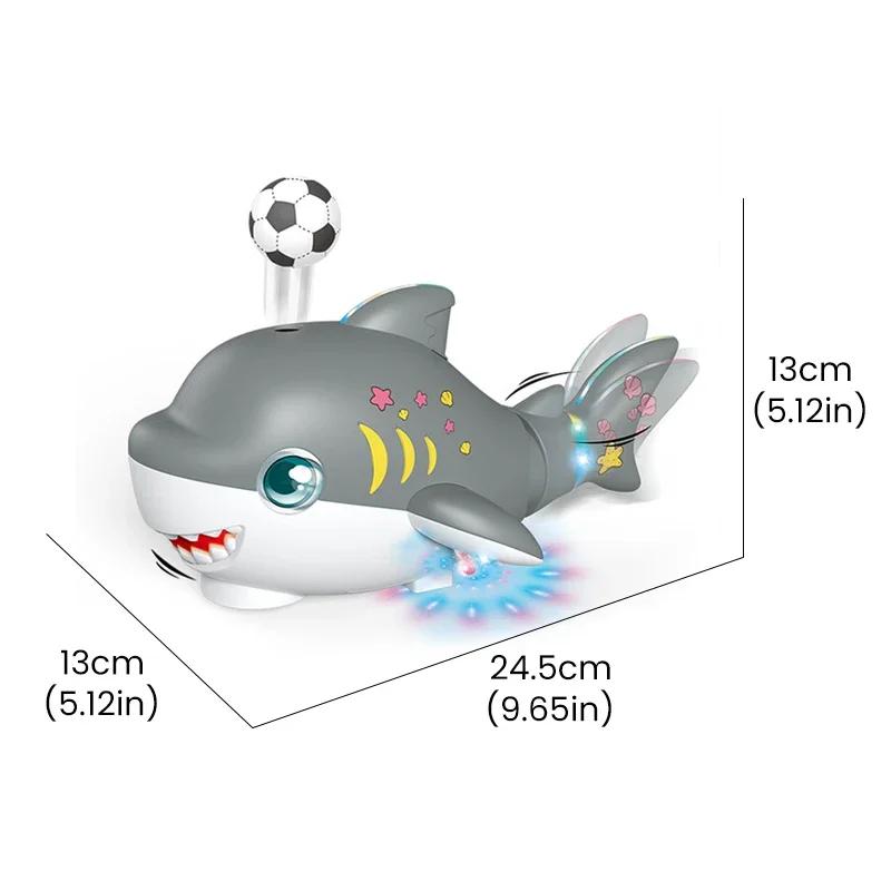 Crawling Shark Toy Light Sound With Universal Wheel Electric Suspended Balloon Blowing Swinging Fish Toys For Baby Toddler Gifts