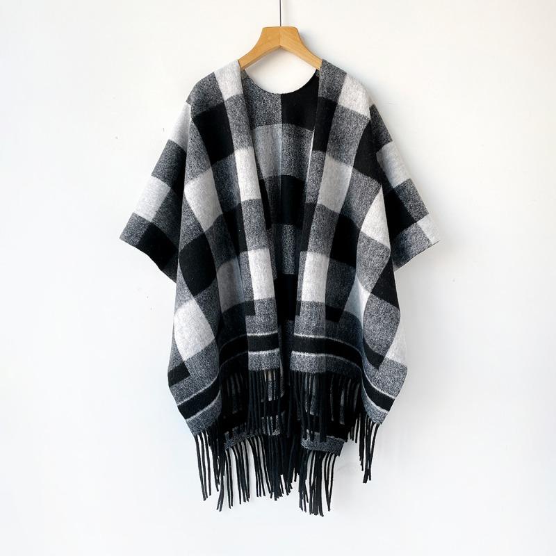 

Classic light luxury plaid scarf large shawl high-end plaid double-sided cape cape autumn and winter warm scarf