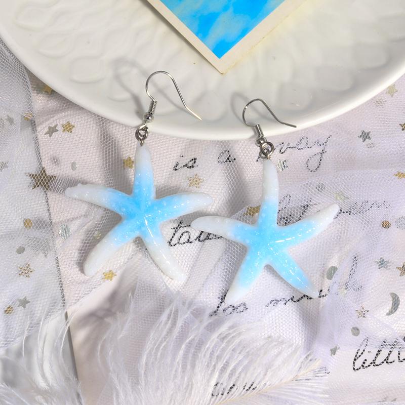 Modische Bonbonfarbe Pailletten Seestern Ohrringe für Damen Mädchen Sommer Strand Bohemia Hängeohrringe Urlaubs Schmuck Geschenke