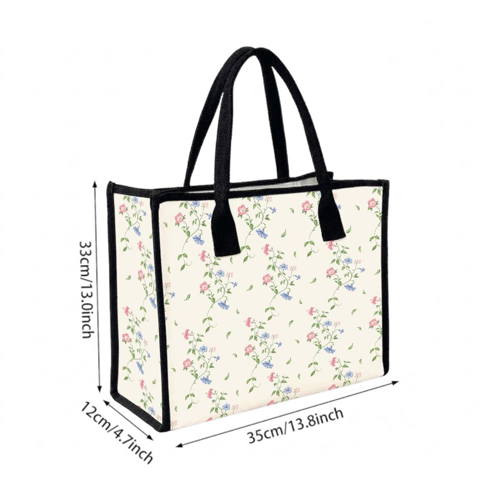 Floral Tote Bag Large Capacity Casual Handbag for Daily Shopping