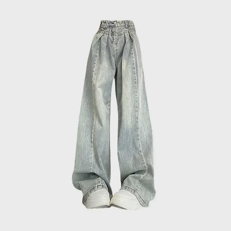 Women's American Retro Wide-Leg Jeans: Flattering Drapey Trousers for Petite, Curvy Figures