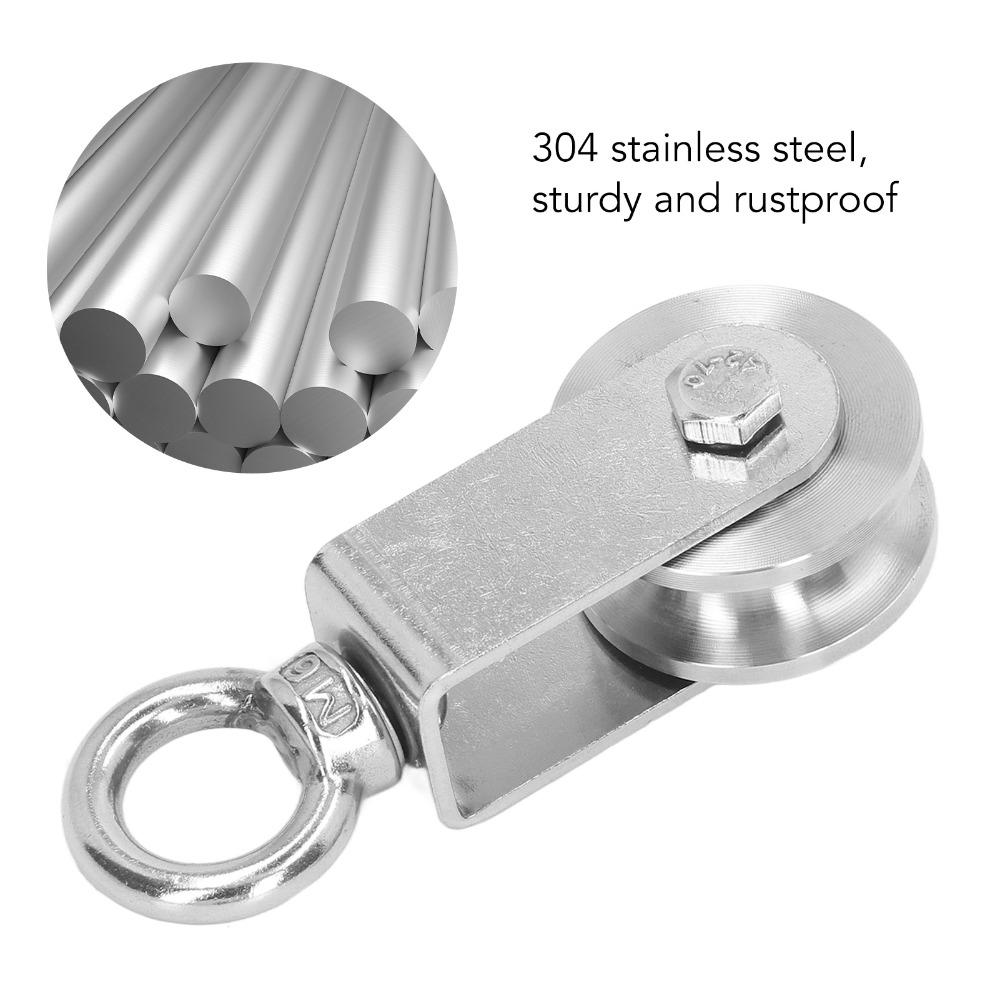 2pcs 360 Degree Rotation U Groove Pulley Dual Bearings Swivel Pulley Block Home Gym