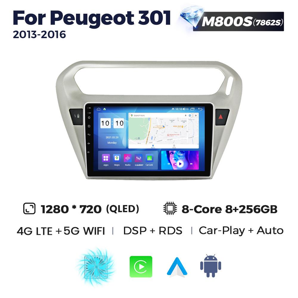 8G+256G Android Car Radio Multimedia Video Player For Peugeot 301 Citroen Elysee 2013-2016 GPS Wireless Carplay Auto 2Din Audio
