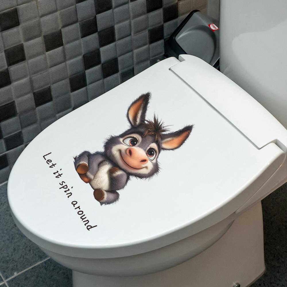 Niedlicher Esel Baby und Englischer Slogan Badezimmer WC Dekorationsaufkleber