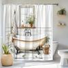 Rustikaler Duschvorhang für Badewanne Vintage-Klauefußwanne und Fliesendesign Polyester-Badvorhang mit 12 Haken für gemütliche Dekoration