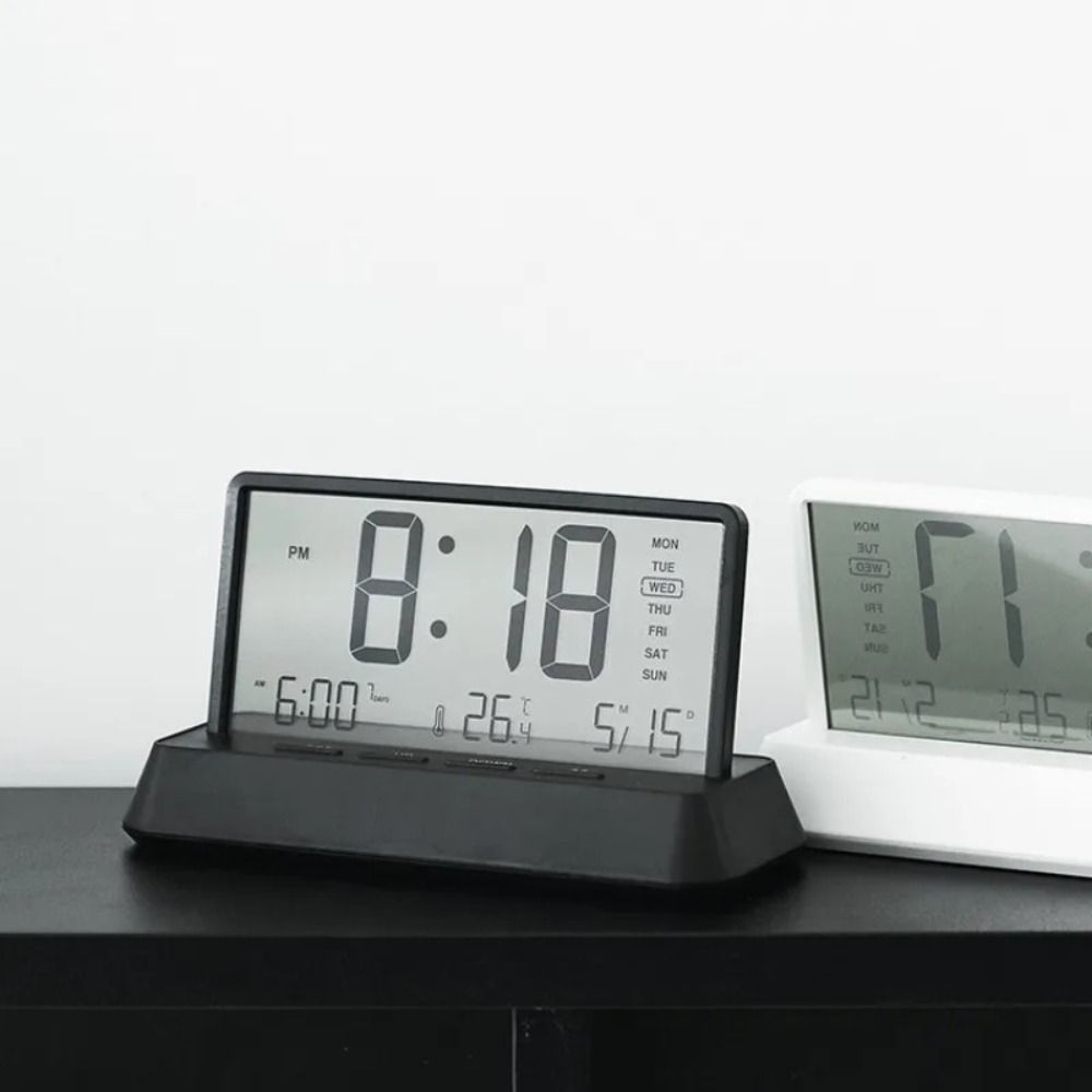 Temperature Date Week Display Table Clock 12/24H Desktop Clock Transparent Alarm Clock  Room