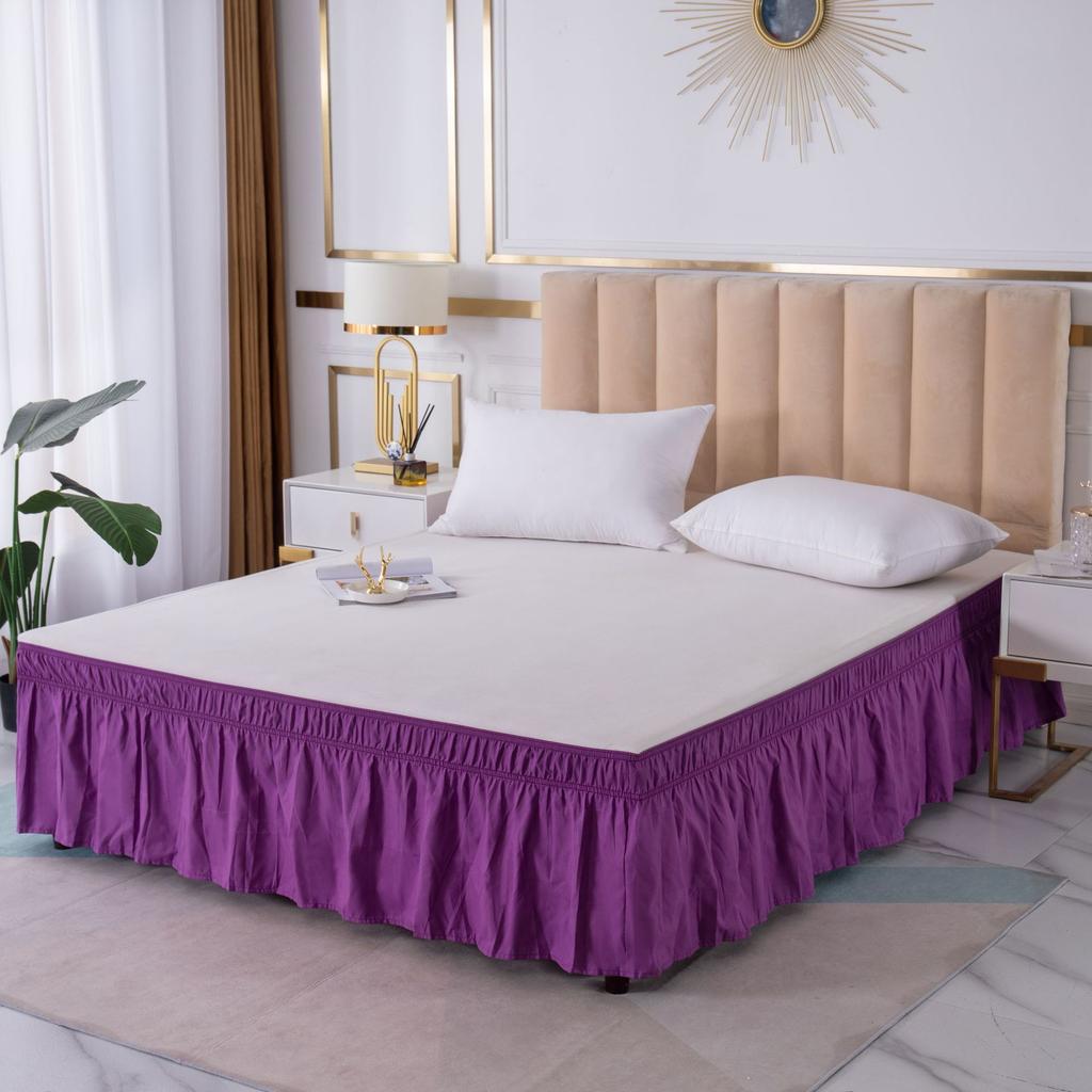 Elastic Bed Skirt Solid Color Ruffled Bed Skirt Elastic Bed Skirt Multiple Colors Multiple Sizes